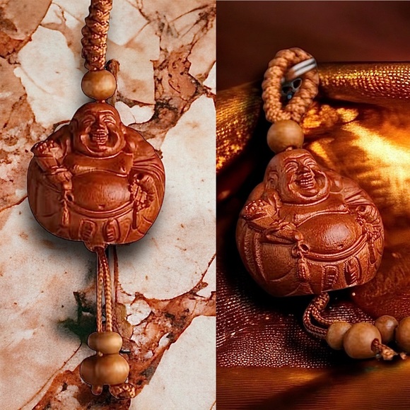 Buddah key ring wood new carved hanmade - Picture 2 of 2